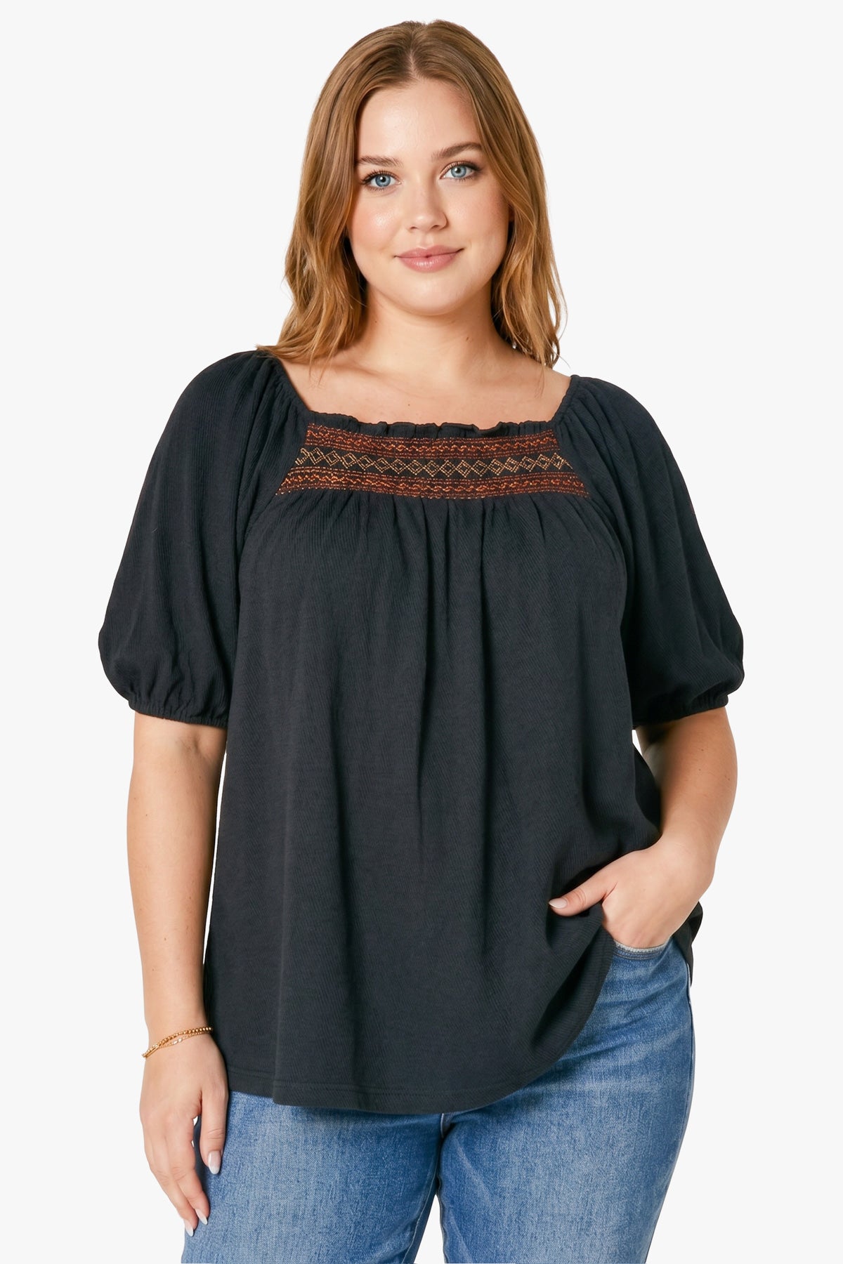 AMIRA embroidered top