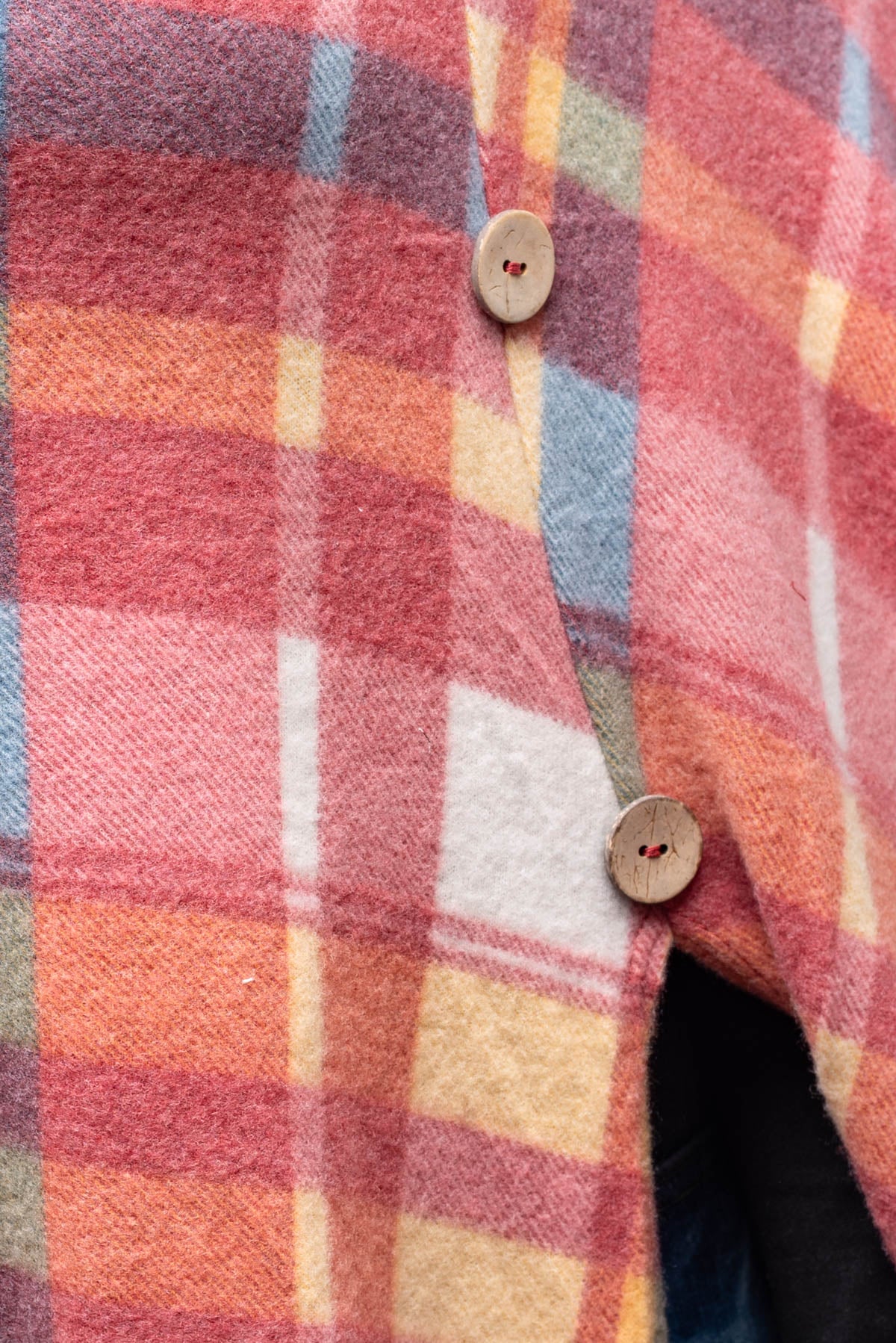 KORA plaid brushed poncho