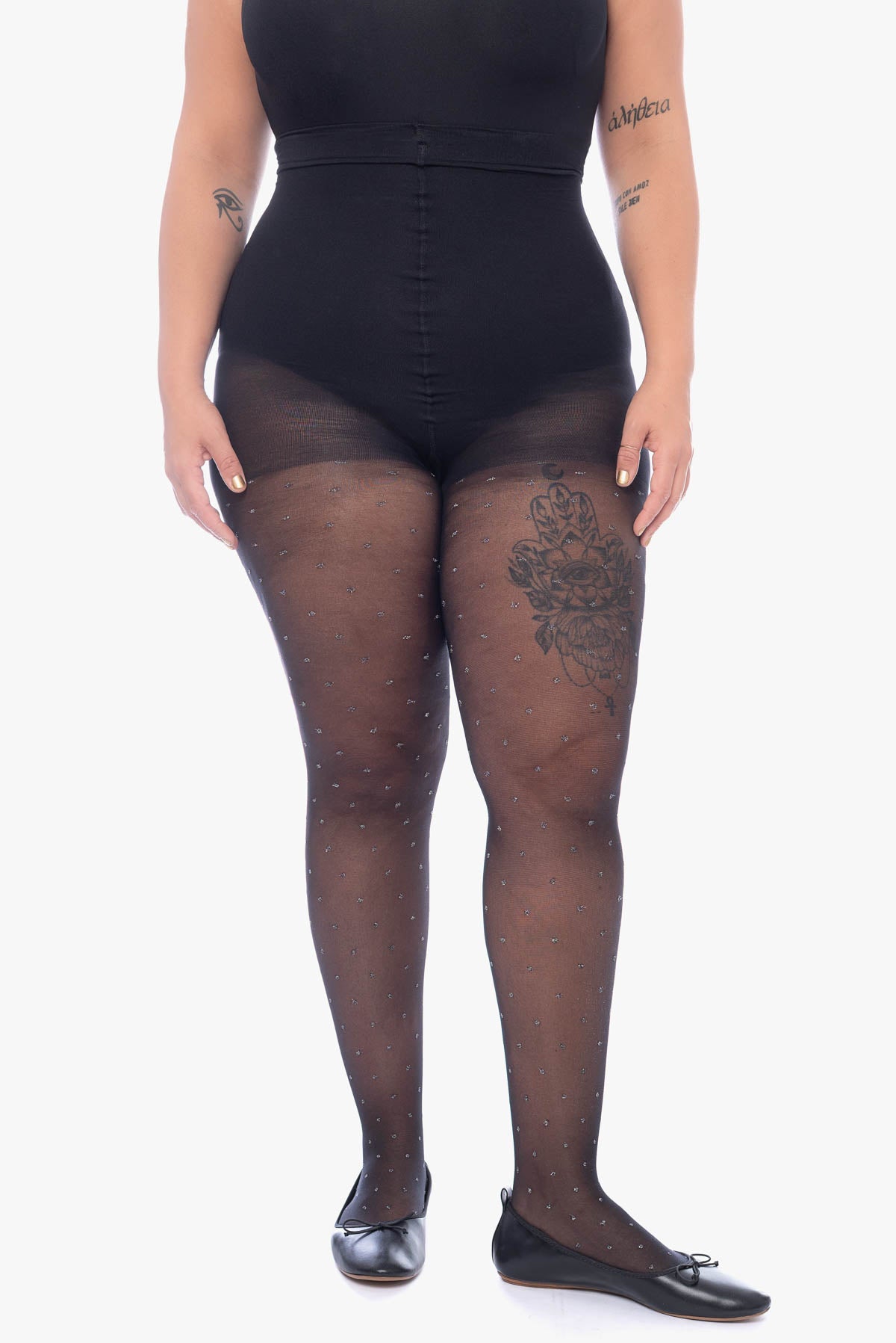 MERYL silver glitter tights