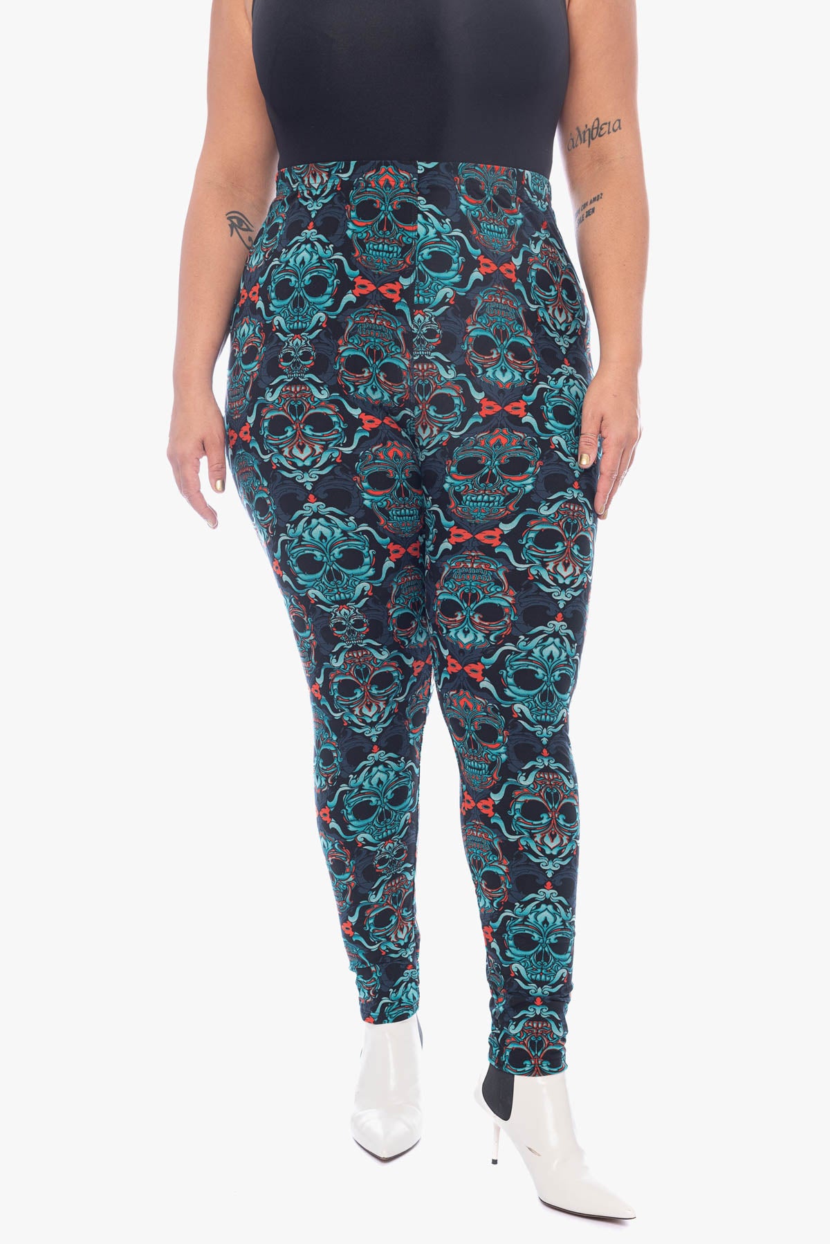 LILLY teal skulls leggings