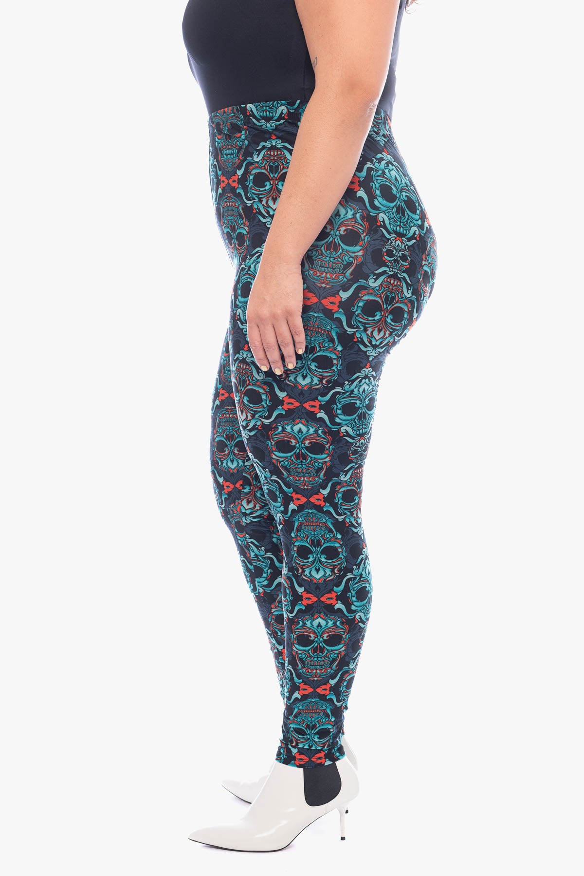 LILLY teal skulls leggings