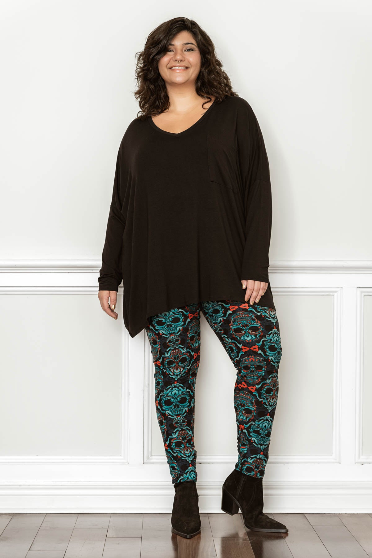 LILLY teal skulls leggings