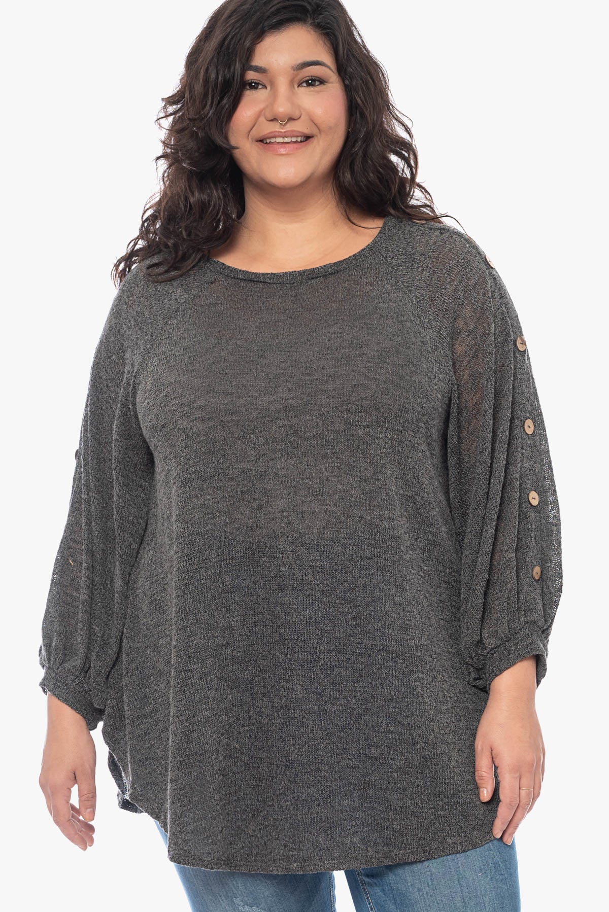BRONTE charcoal knitted tunic