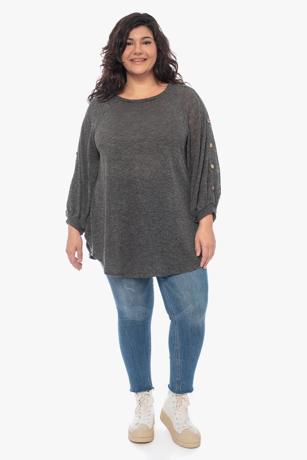 BRONTE charcoal knitted tunic