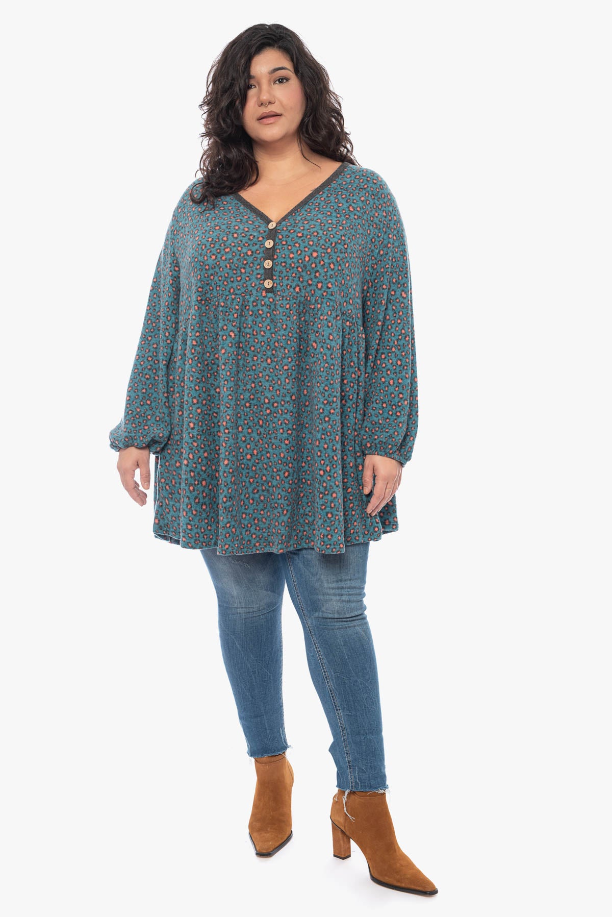 CASEY teal printed tunic