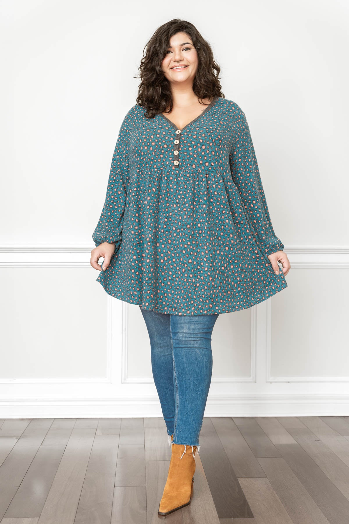 CASEY teal printed tunic