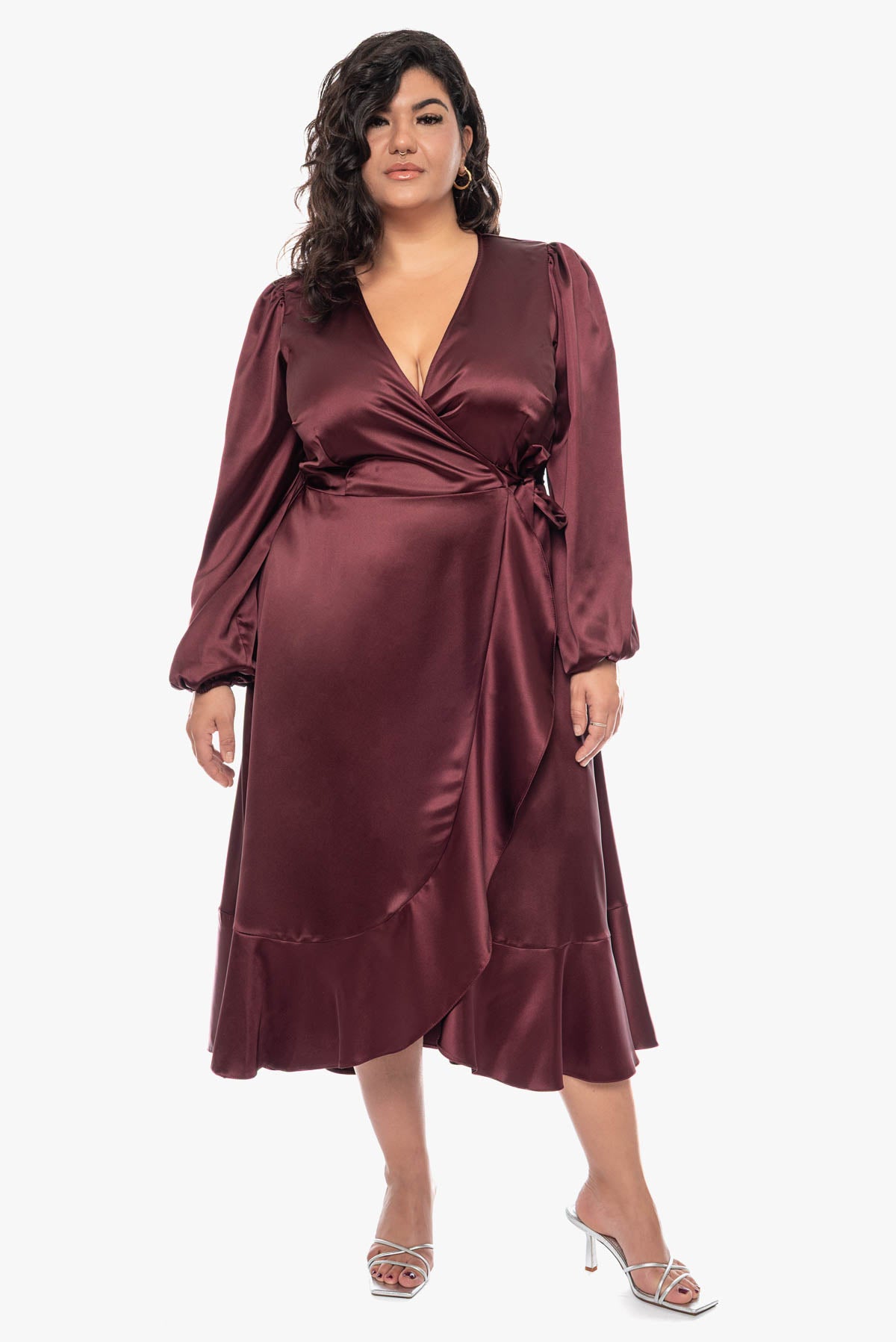 JASMIN satin wrap dress
