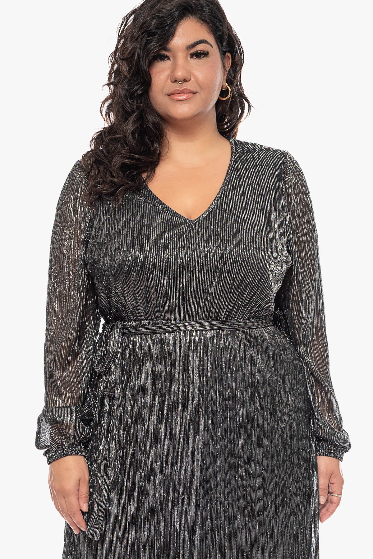 JESSICA metallic plisse dress