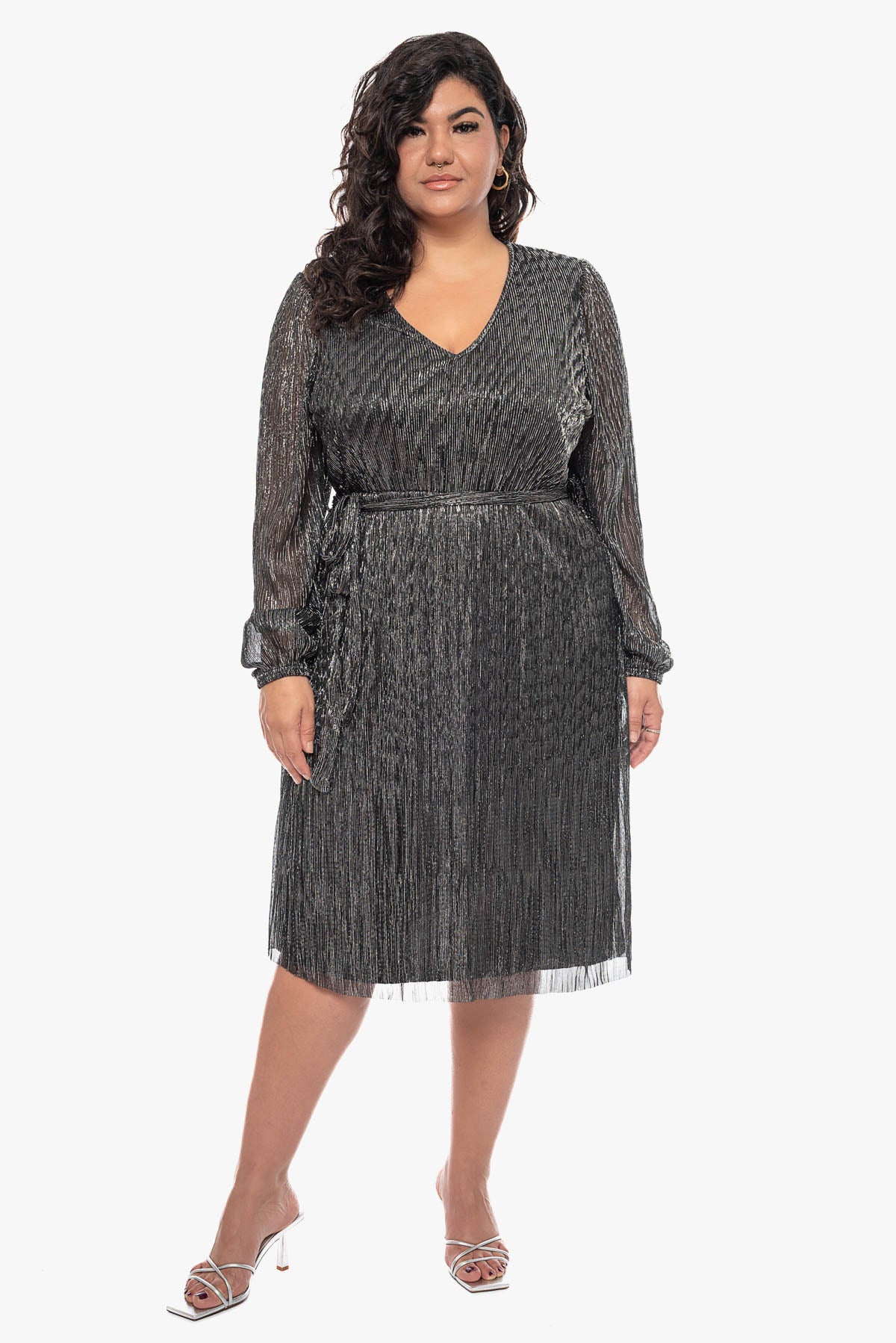 JESSICA metallic plisse dress