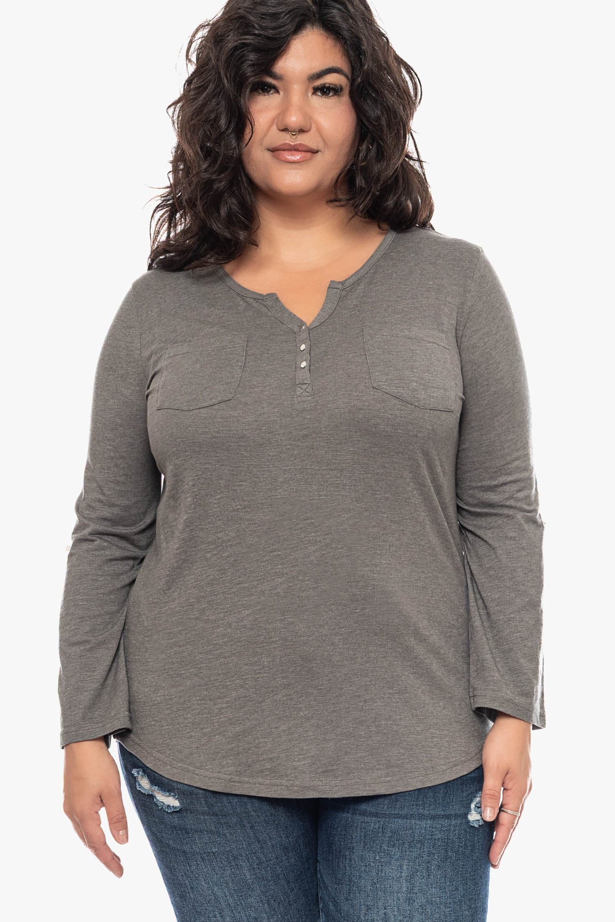 PIXIE cotton Henley top