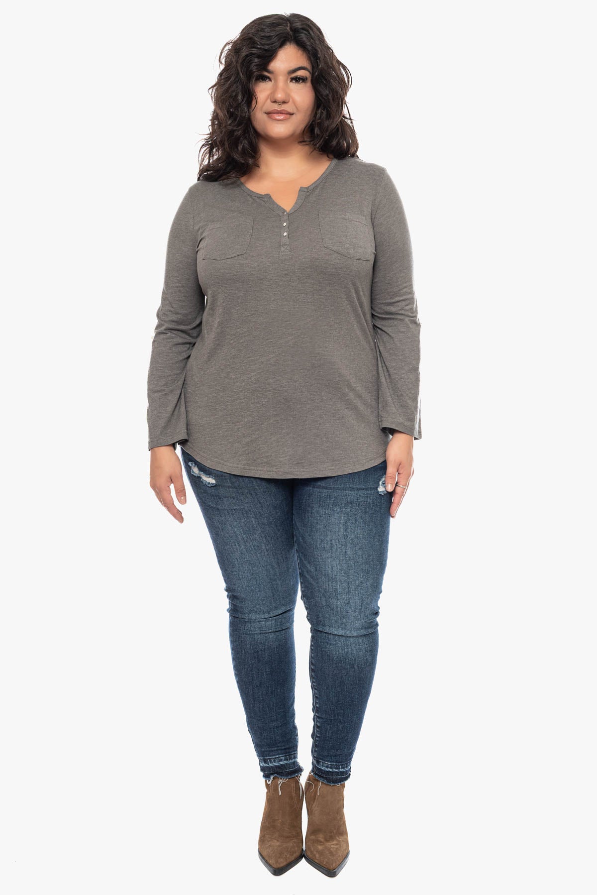 PIXIE cotton Henley top
