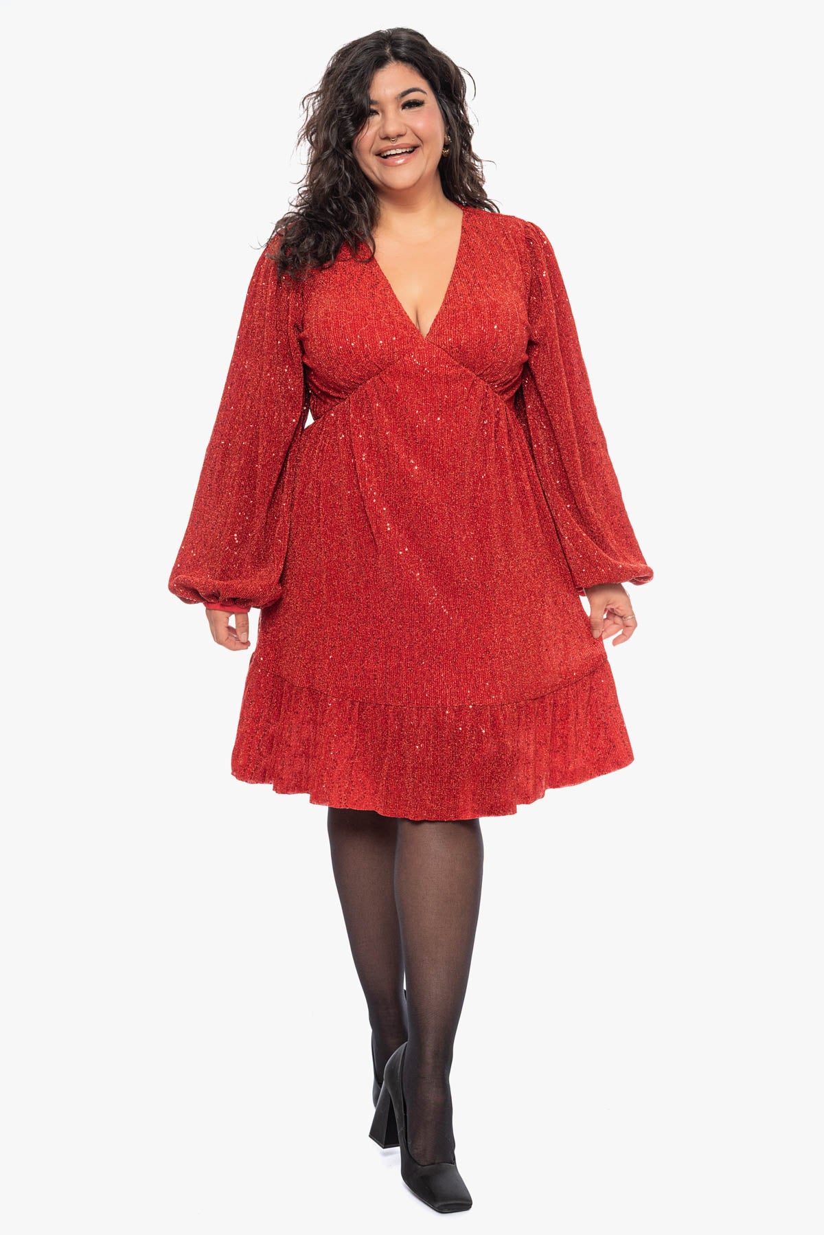 EVITA red pleated dress