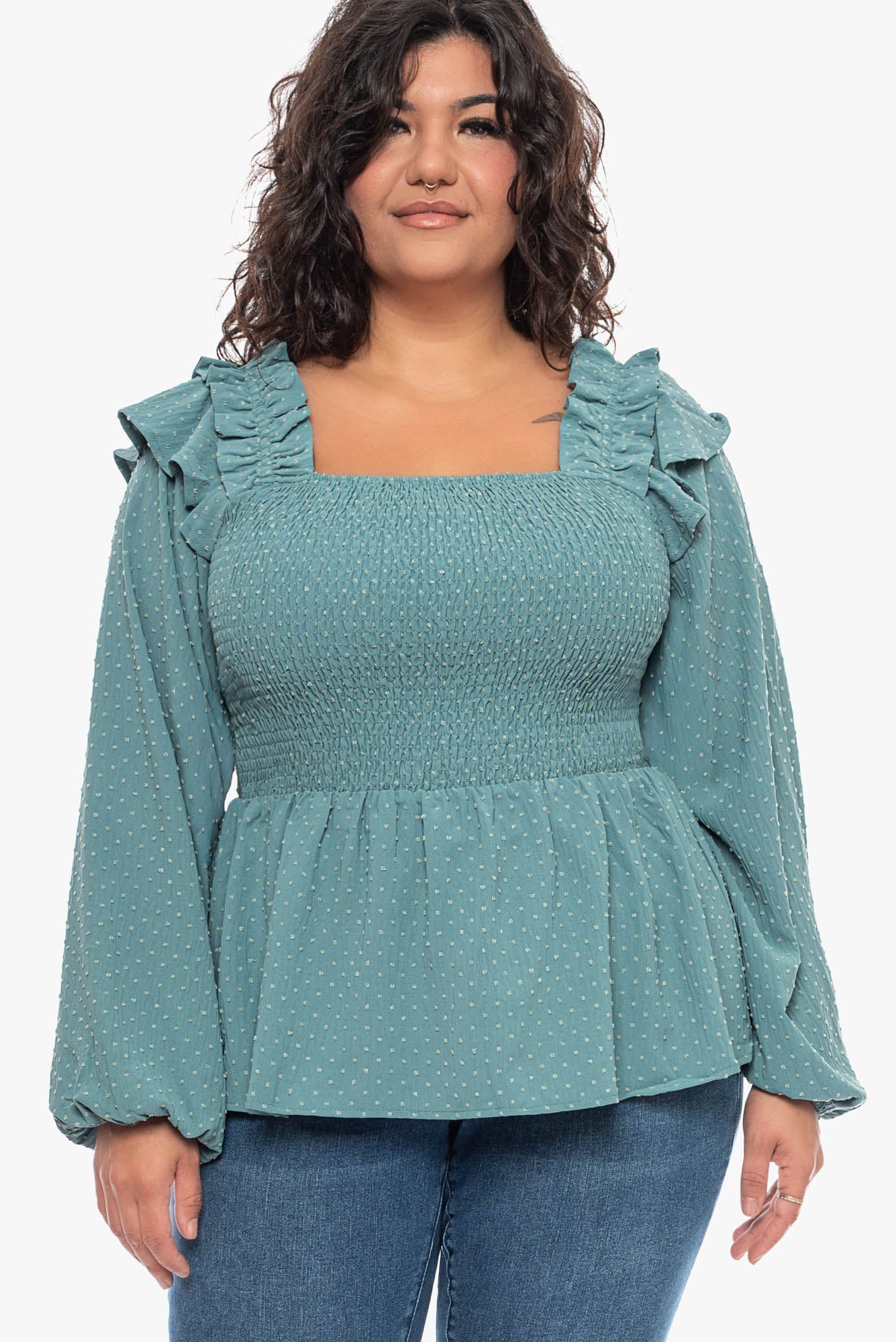 DALE ruffle smocked blouse
