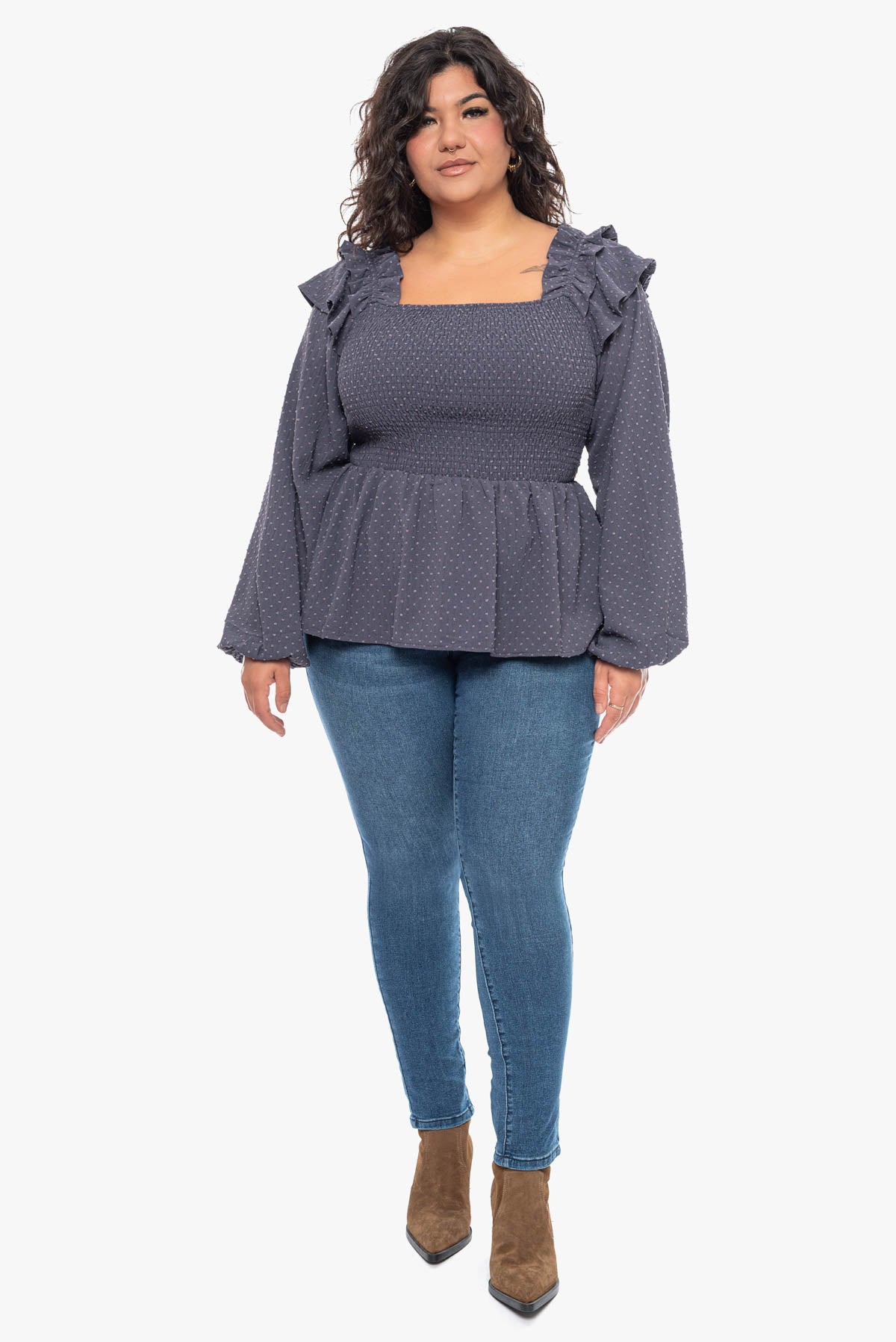 DALE ruffle smocked blouse