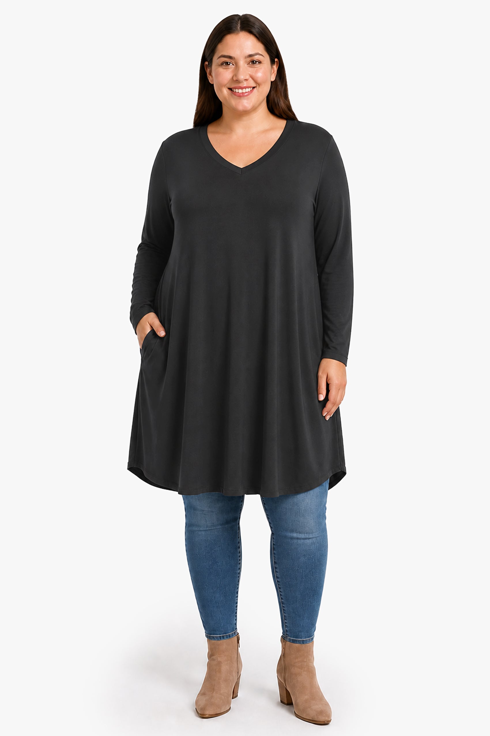 BEVERLY rayon tunic with pockets