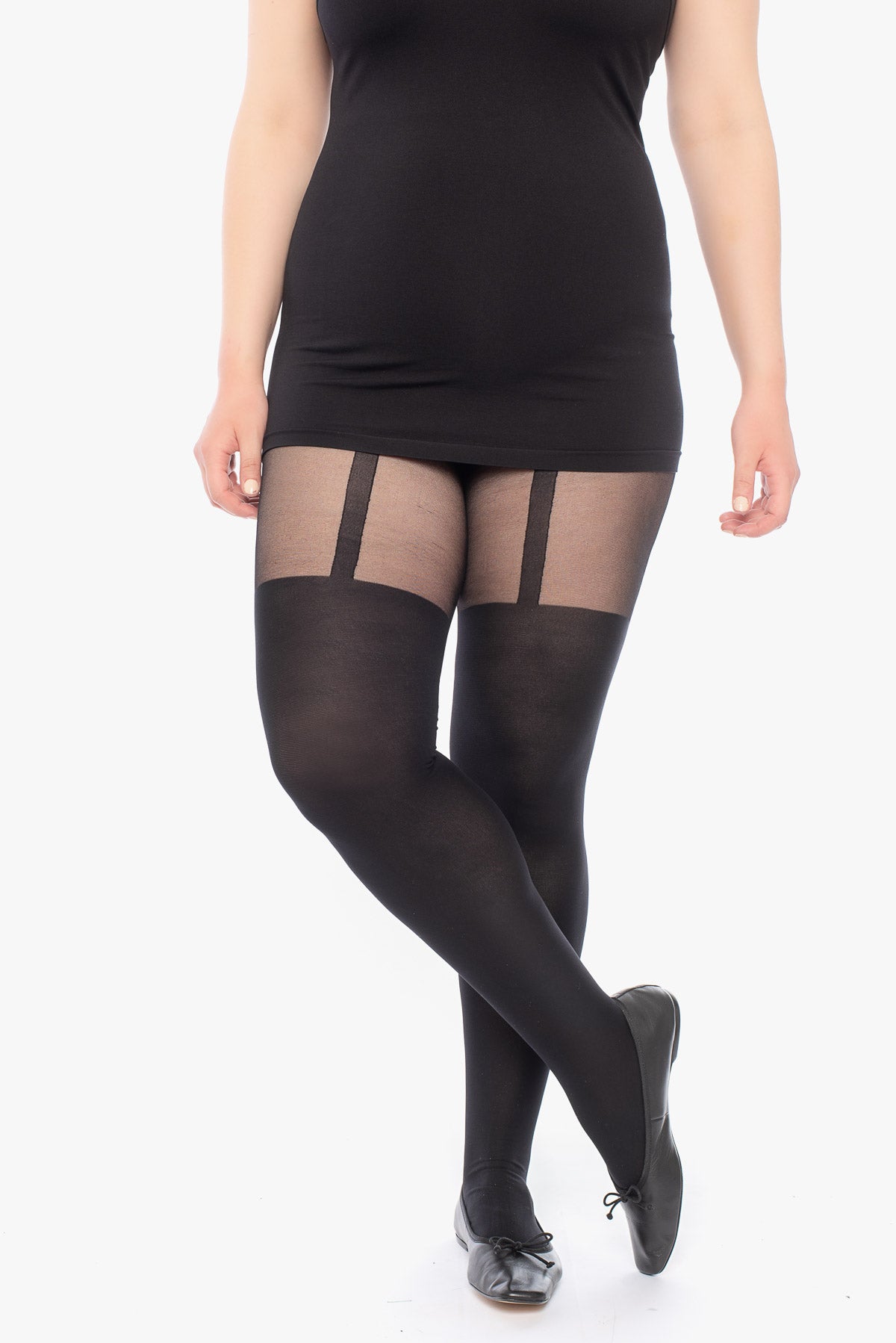 HALEY black suspender-like tights