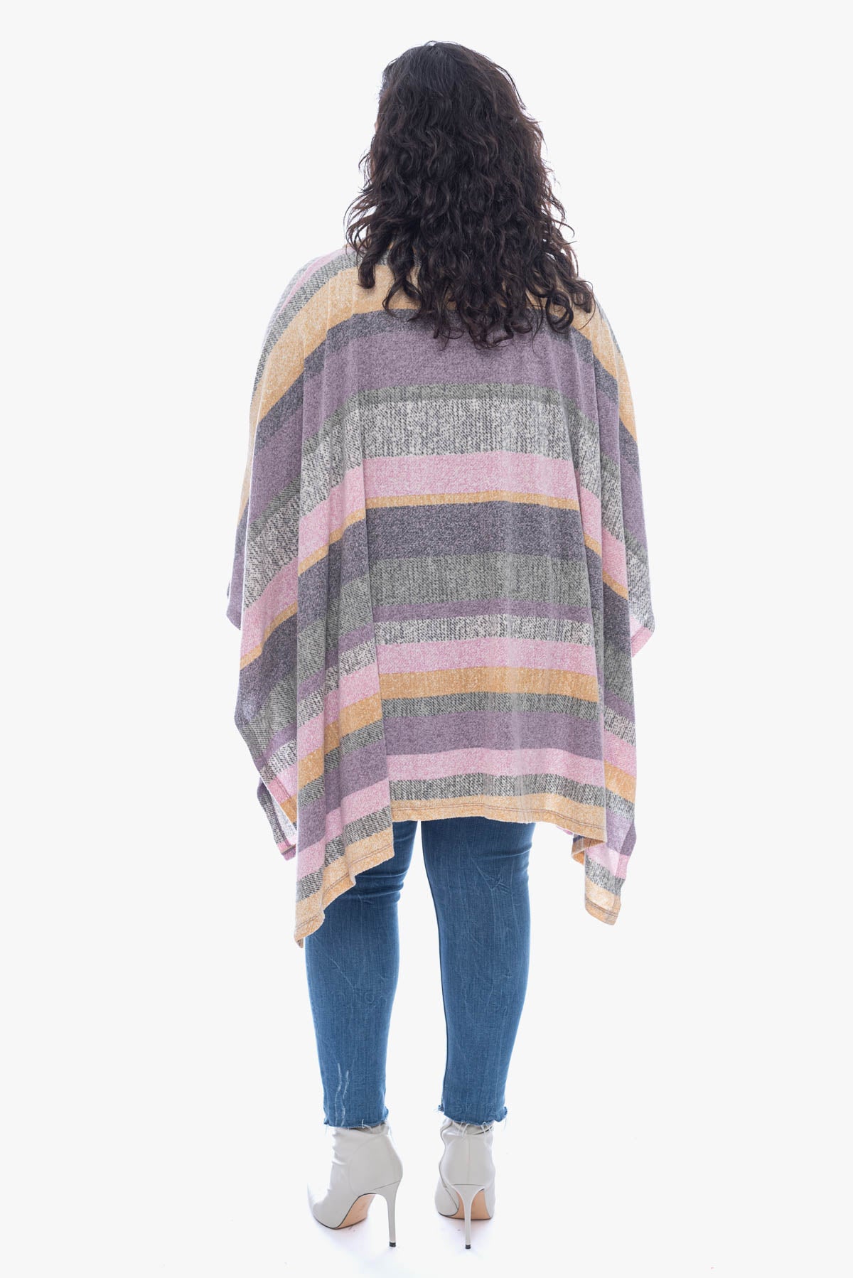 ORA striped cozy poncho