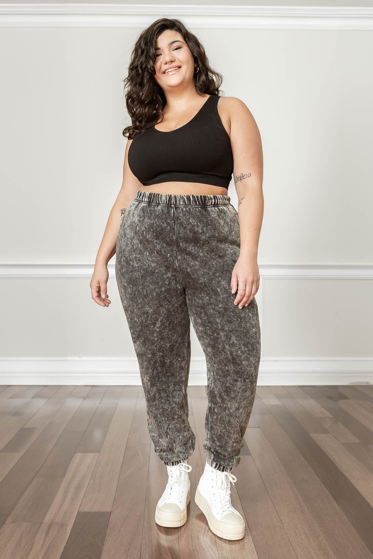 Grey acid wash joggers best sale