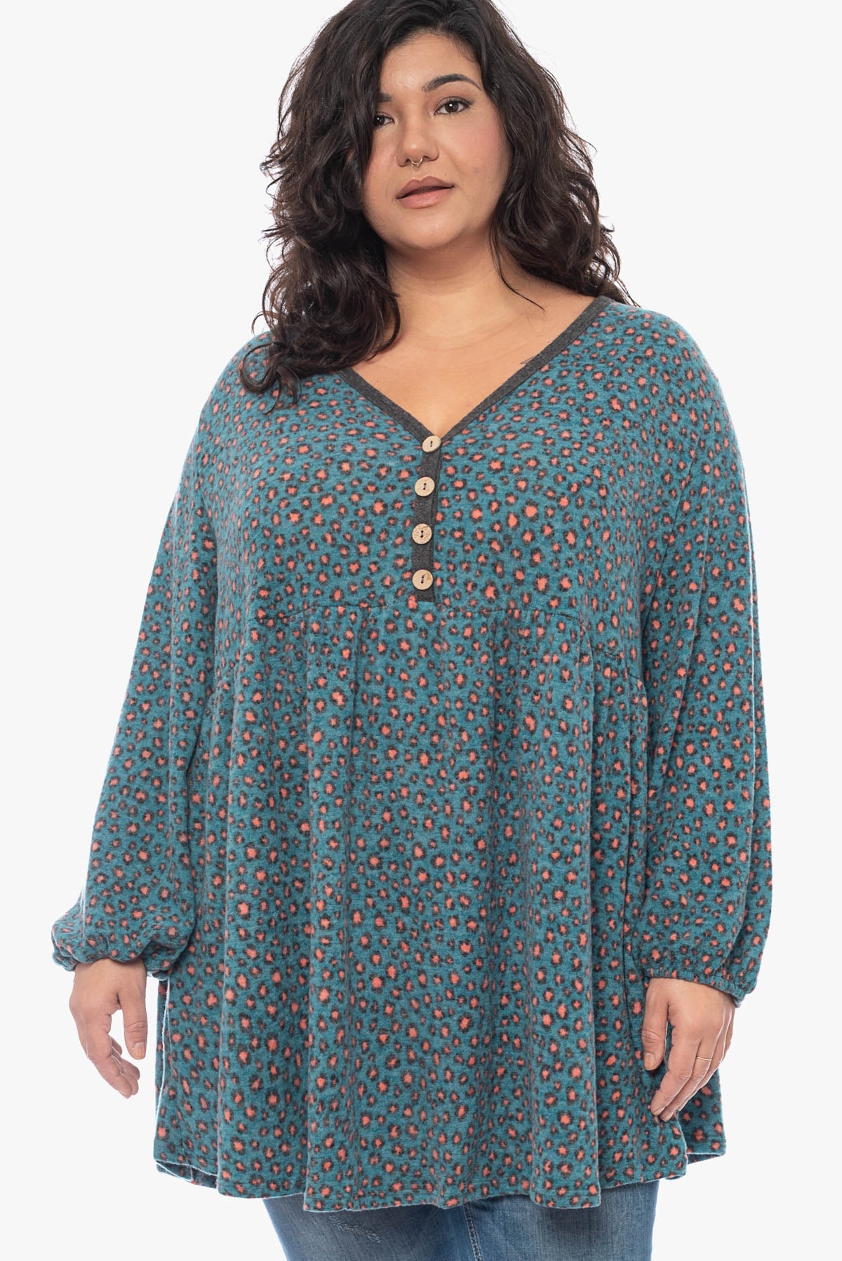 CASEY teal printed tunic