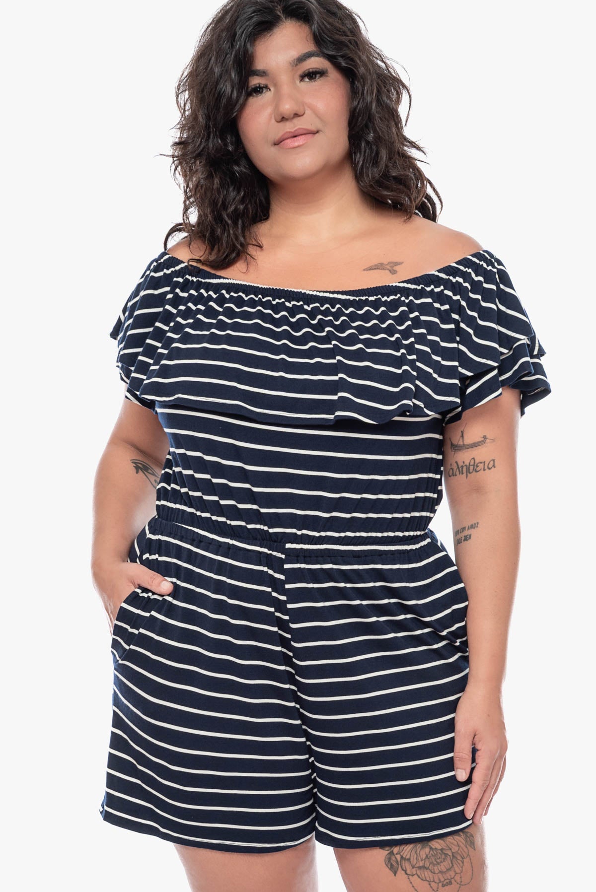 CARIN off-shoulder romper