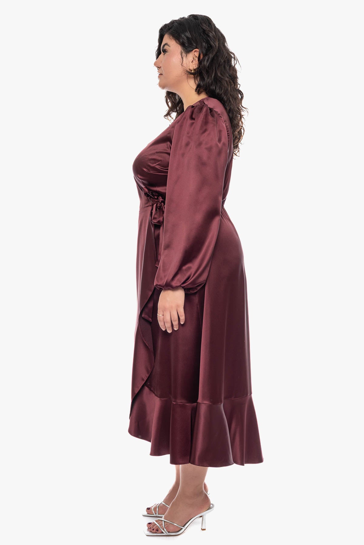 JASMIN satin wrap dress