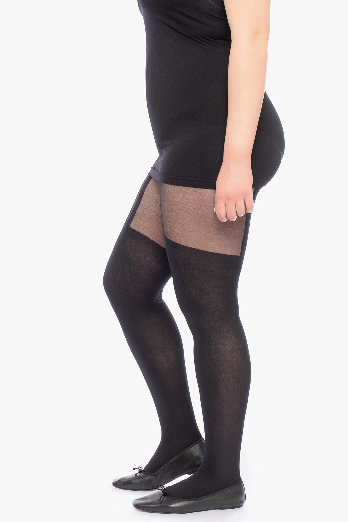 HALEY black suspender-like tights